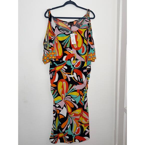 Bold Elements Multicolor Mid Sleeve Midi Dress Size: XL MSRP: $78 - Picture 1 of 6